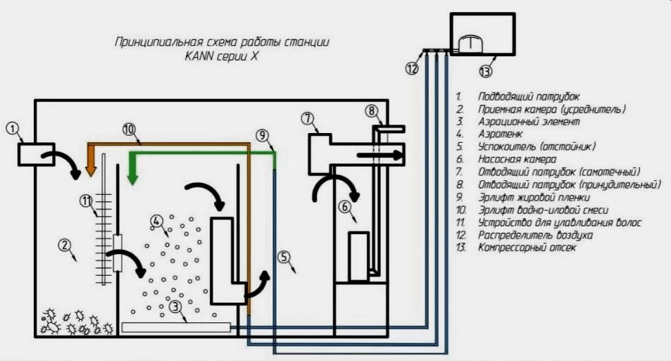Принцип работы станции биологической очистки .